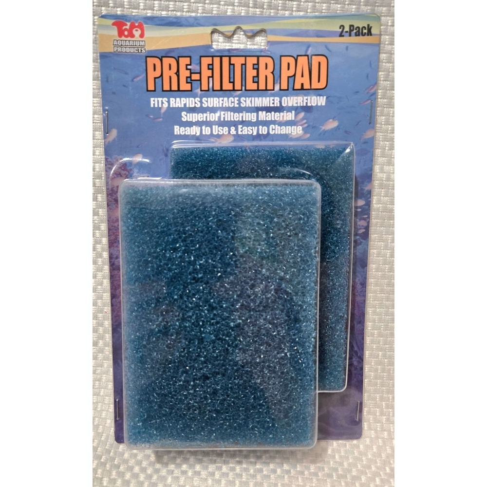 Tom Aquarium Products Pre-Filter Pad Rapids Surface Skimmer Overflow 2-Pack 1339